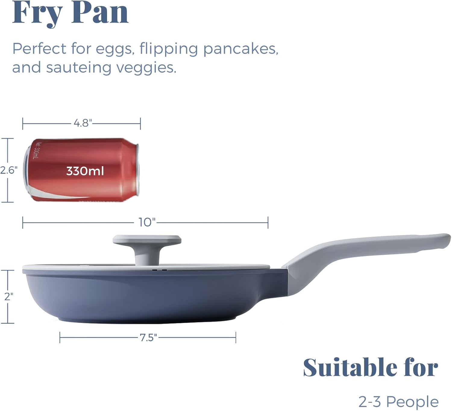 PRICUSIS Nonstick Ceramic Frying Pan with Lid, Non Toxic Skillet, Healthy Egg & Omelet & Chef's Skillet, PTFE PFOA & PFAS Free, Induction Compatible. (10Inch W/L)