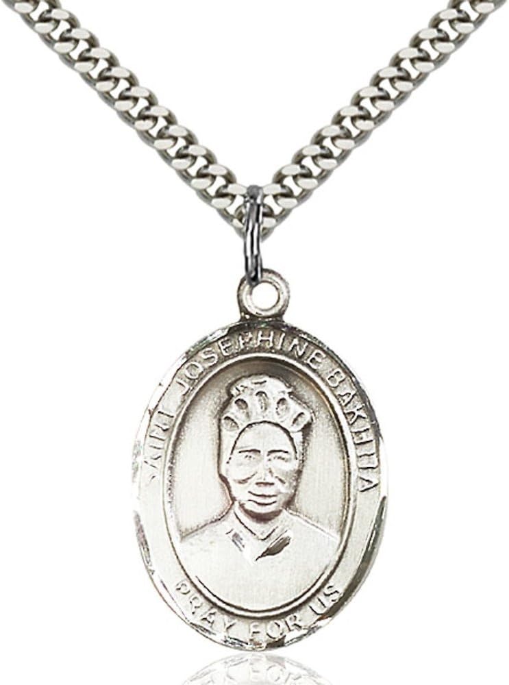 Bonyak Jewelry St. Joseph Hand-Crafted Oval Medal Pendant in Sterling Silver