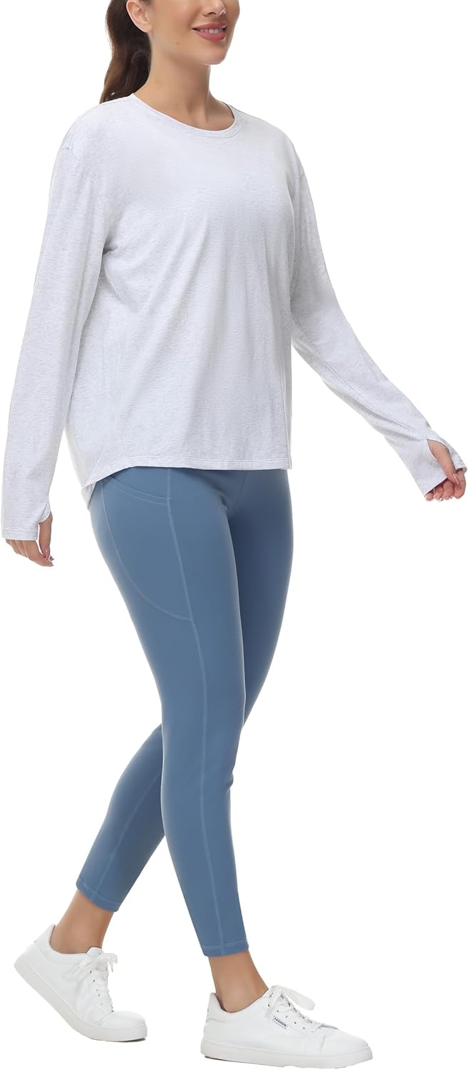 THE GYM PEOPLE Women's Long Sleeve Workout Shirts Back Loose Fit Running Tee Tops with Thumb Hole - Image 3