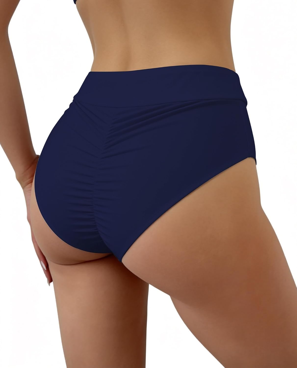 WODECASA Women’s High Waisted Bikini Bottoms Ruched Scrunch Butt Swim Briefs Tummy Control High Cut Bathing Suit Bottom 2026