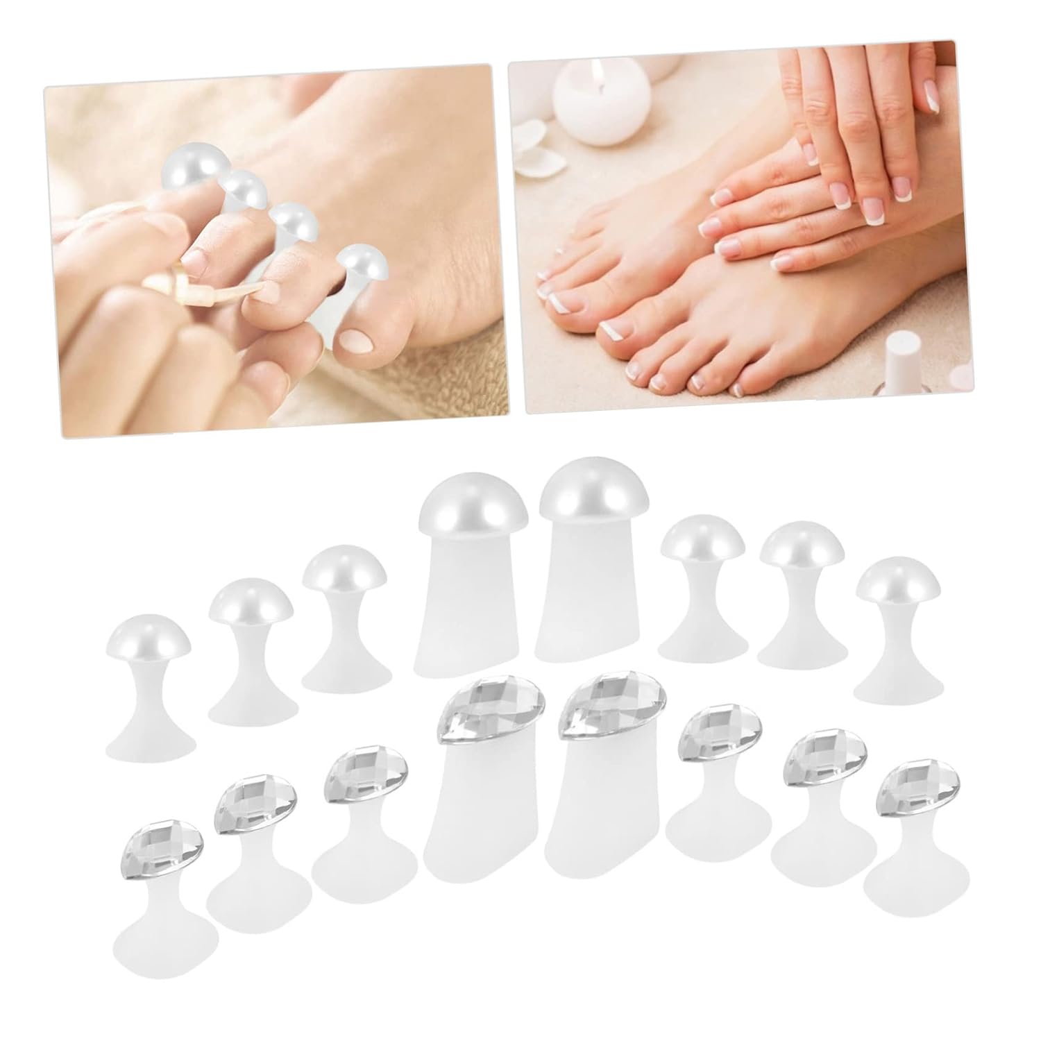 2 Pack Pearl Toe Separators for Pedicure Silicone Toe Spacers Comfortable Fit Nail Art Separators for Men Women for Pedicure