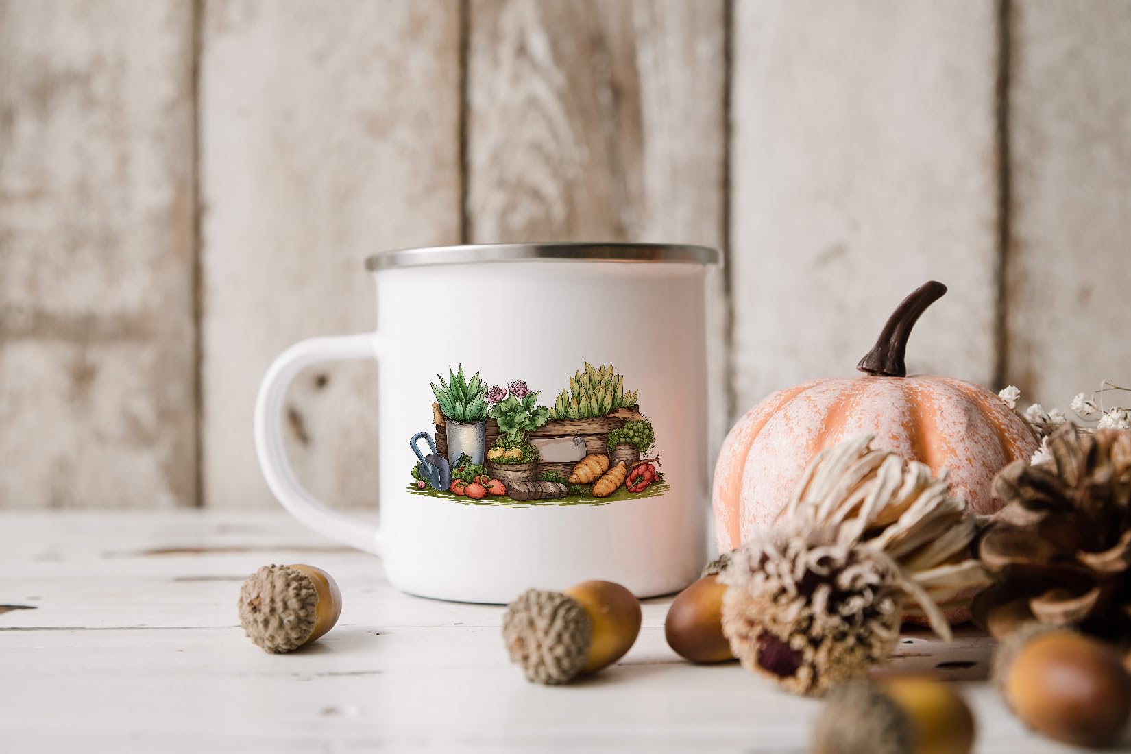 MAXIKIWI - Durable Enamel Coffee or Tea Camping Mug for Indoor Outdoor Use - Gardening Collection - 350ml - Image 5
