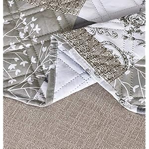   Brilliant-Sunshine-Rose-and-Toile-Patchwork-Couch-Cover-Quilted-Oversized-Loveseat-Slipcover-54-Seat-Width-Slip-Resistant-Furniture-Protector-2-Strap-Washable-Couch-Cover-for-Dogs-Rose-Grey