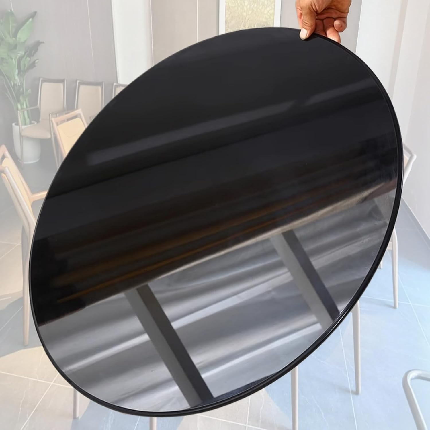 Beveled Glass Table Top,glass Table Top Anti Slip Pads,Perfect Circle,Tempered Glass Table Top,Exquisite And Beautiful Appearance,round Tempered Glass Table Top Black,Anti Scratch(80CM(31.5IN))