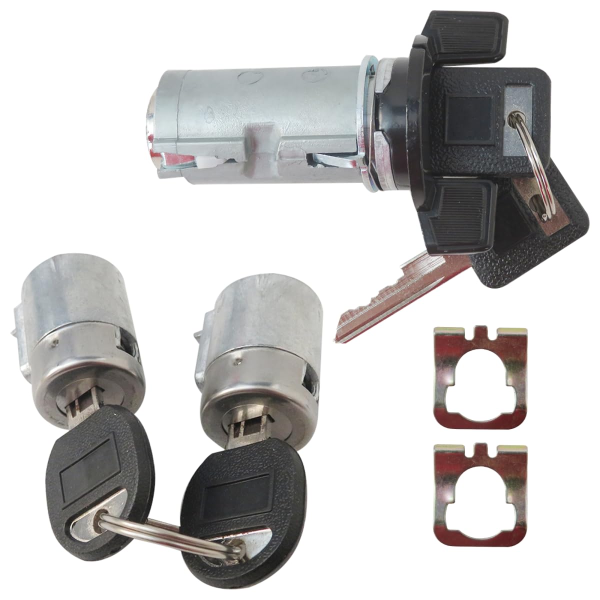 Ignition Key Switch Cylinder #701400#700843 Door Lock Cylinder Kit Fit for G M C K1500 Sierra SLE Extended Cab Pickup 2-Door 4.3L 262Cu. in. V6 Gas OHV Naturally Aspirated 1993 1994, New Version