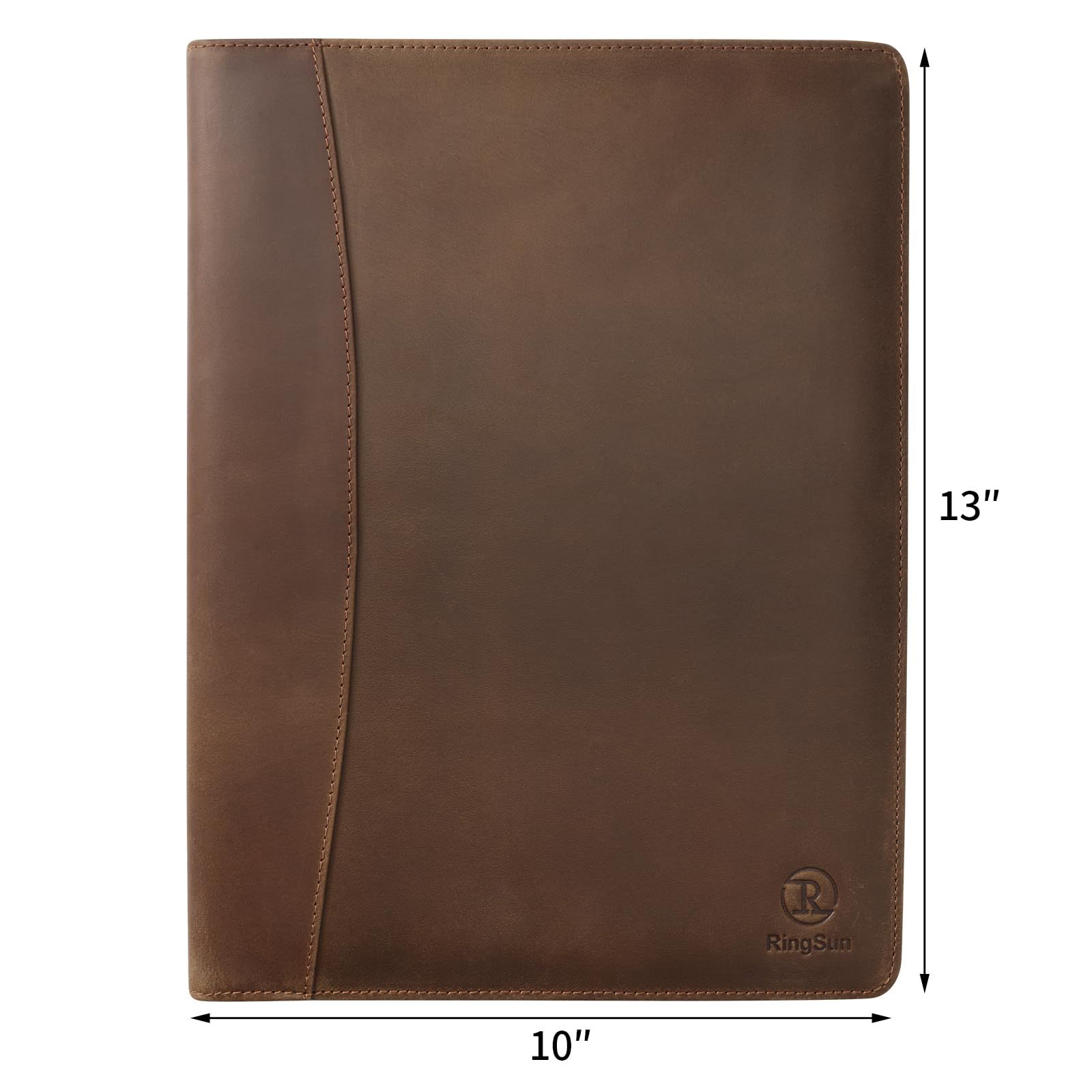 Ringsun Skórzany organizer z portfelem dla mężczyzn i kobiet, skórzany segregator do notatnika A4/Pad, skórzany teczka folio, brązowy