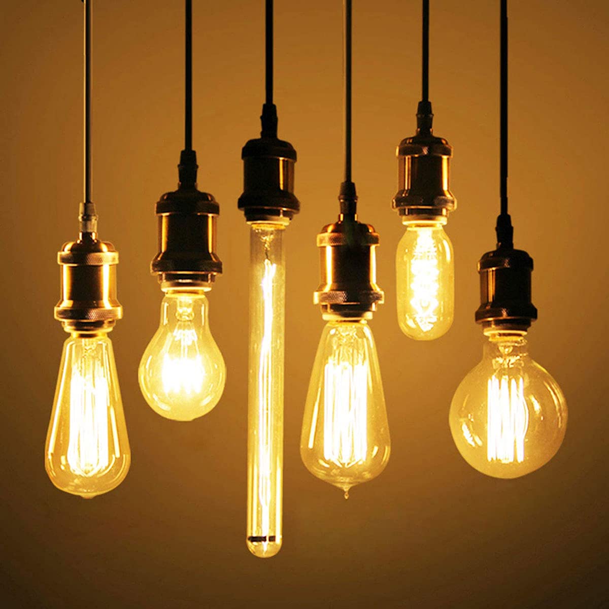 Vintage Socket E26 E27 Lampholder Black Woven Fabric Pendant Light Cord Adjustable Hanging Light Kit (Bronze)