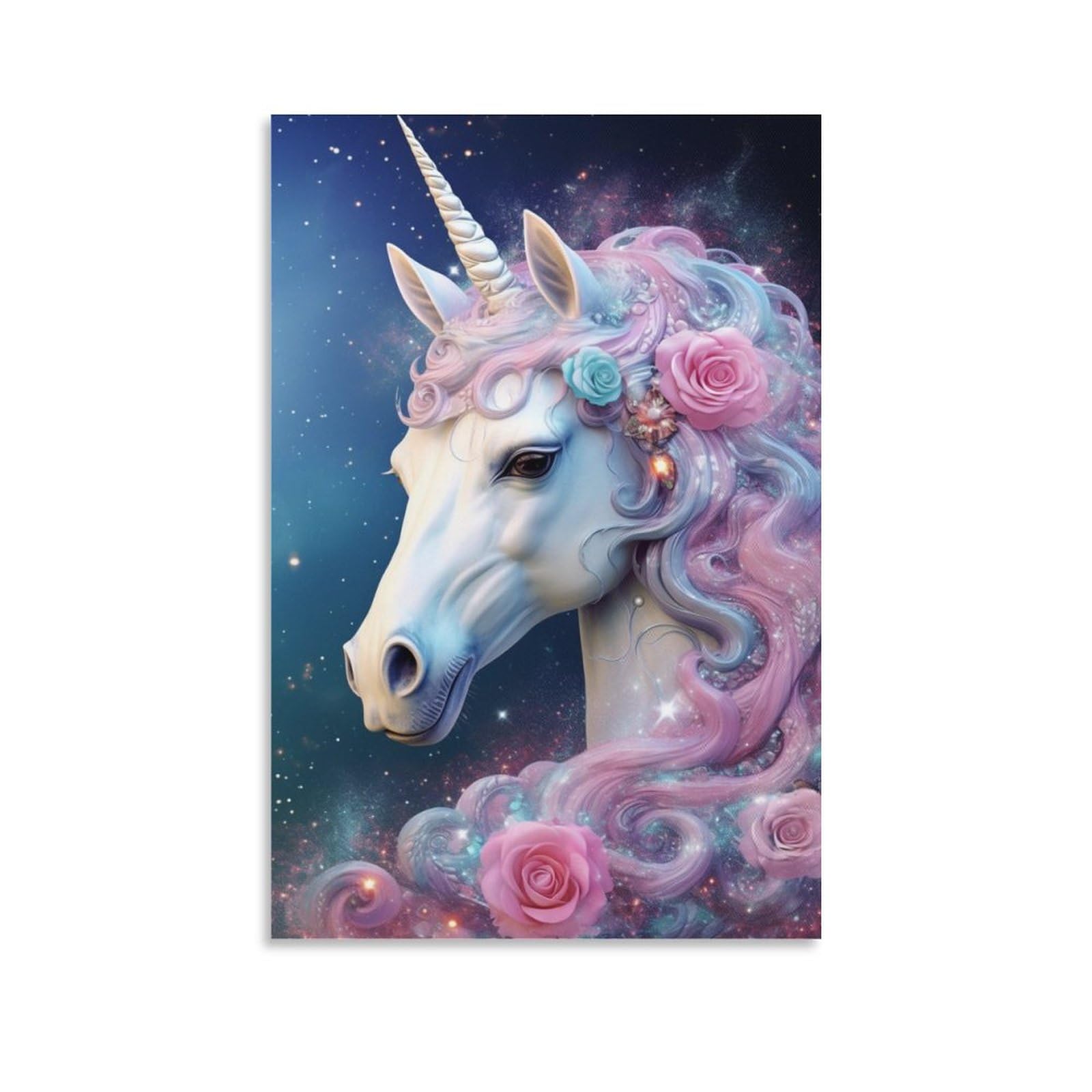 FOCCAR Star Fantasy Unicorn Canvas Wall Art Modern Beautiful Elegant Animal Posters Wall Decor Painting Art for Home Room Artwork