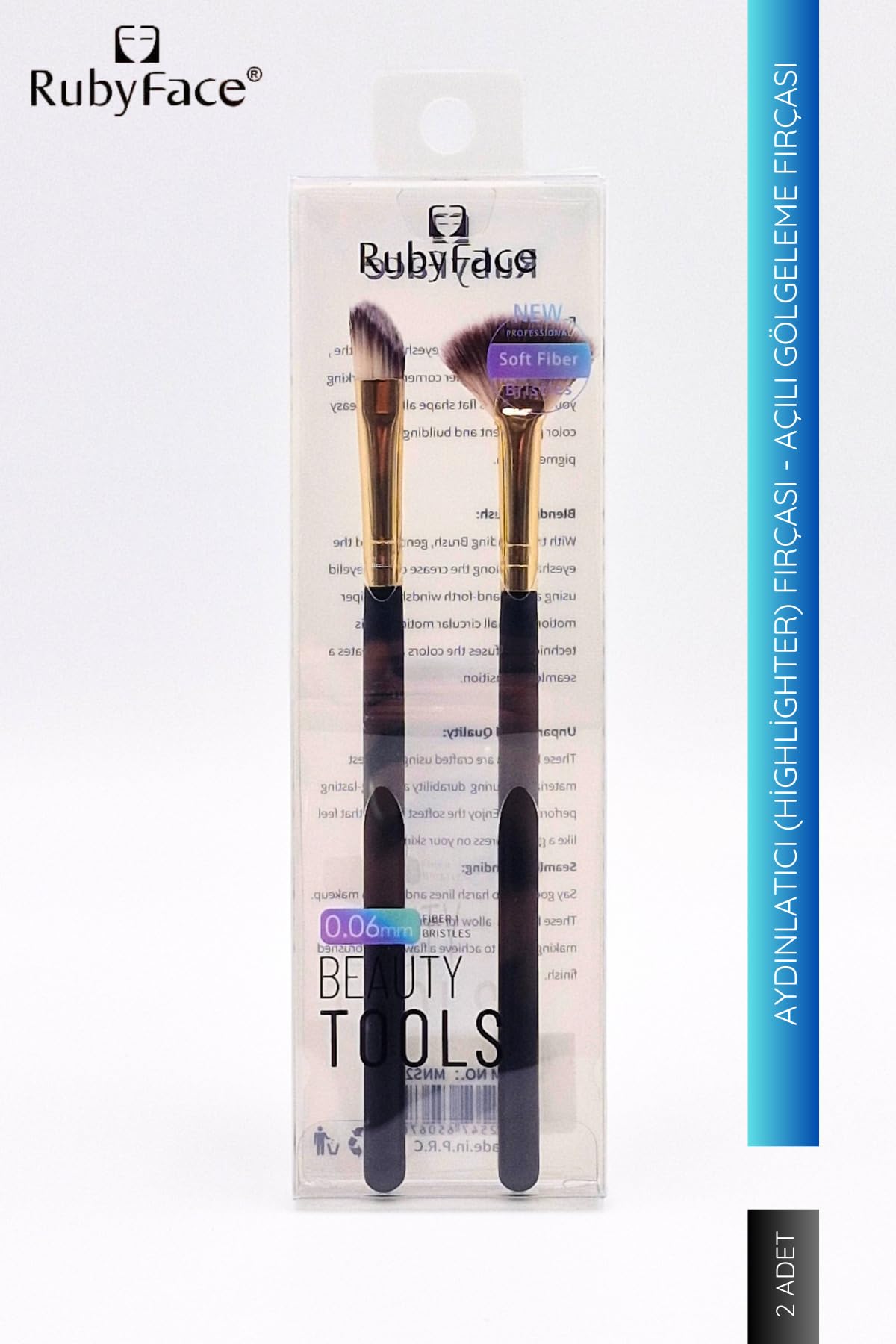 ruby face 2'li Makyaj Fırça Seti - Aydınlatıcı (Highlighter) Fırça & Açılı Gölgeleme