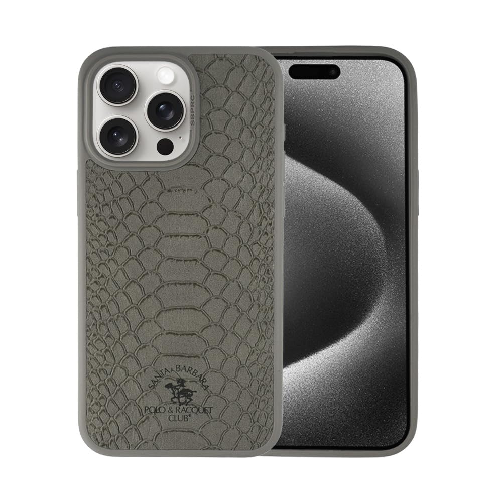 iPhone 15 Pro Max Case, Knight Series Snake Texture Phone Case (Gray)