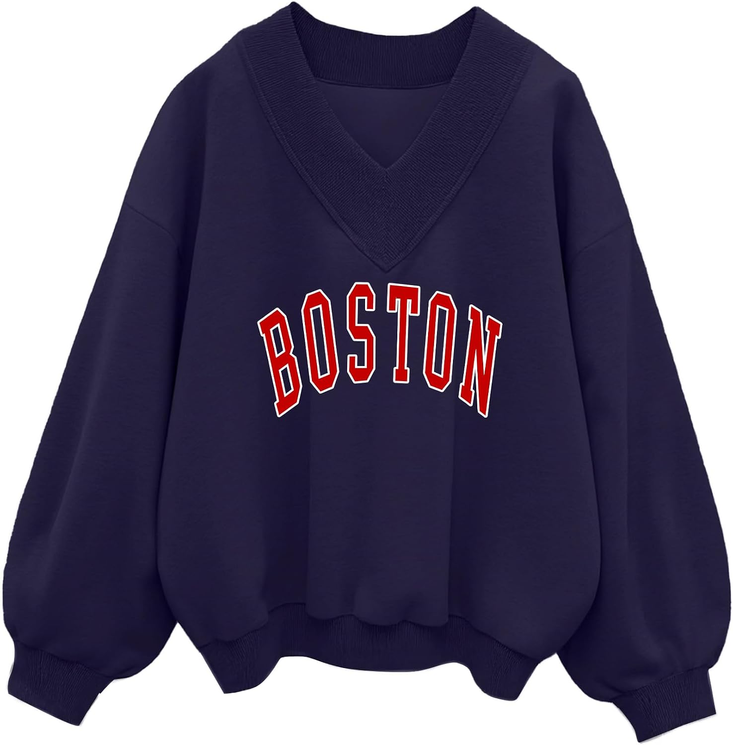 Avanova Women USA Graphic V Neck Sweatshirts Top Drop Shoulder Long Sleeve Pullover Shirt