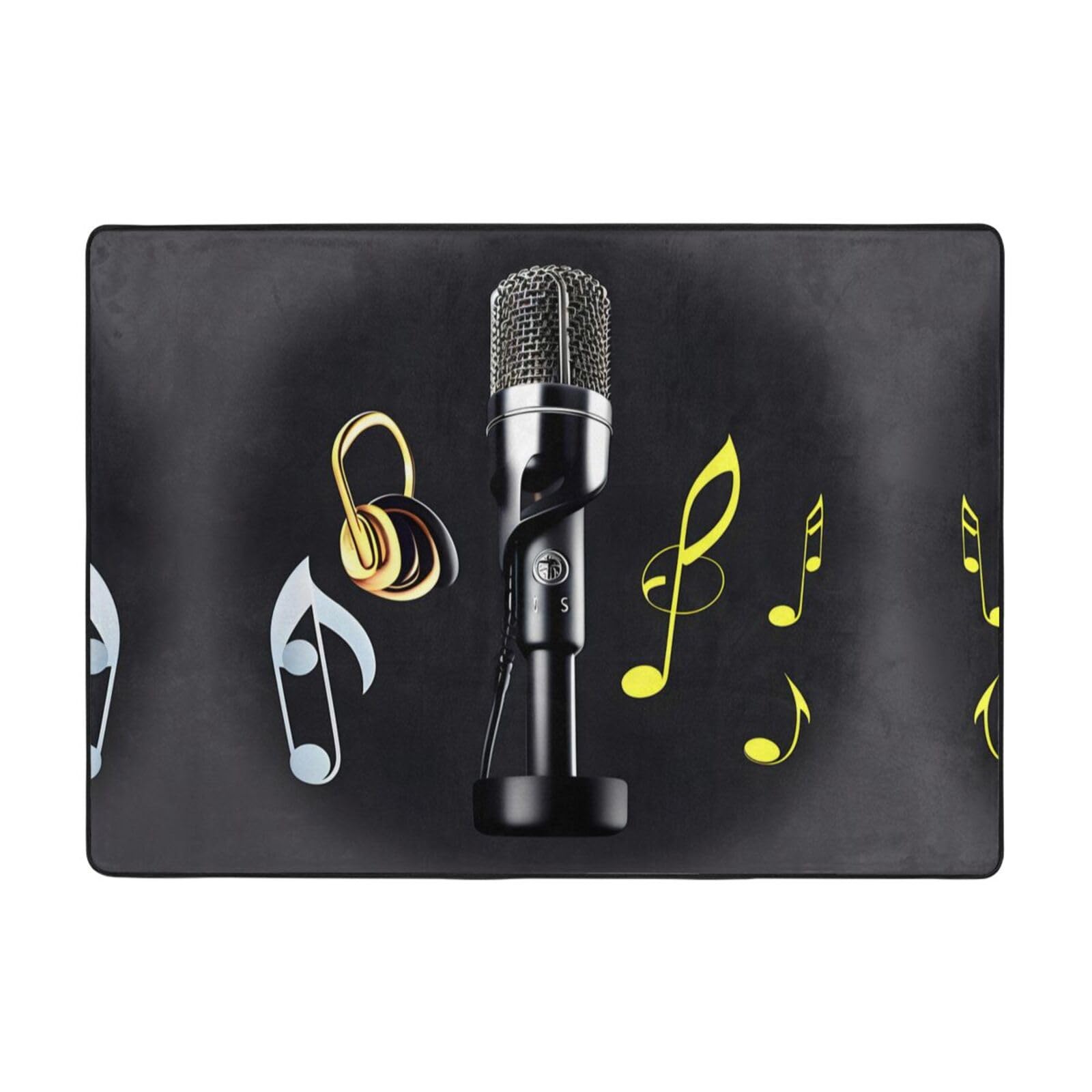 Tapis de luxe lavable et antidérapant avec motif micro et notes de musique