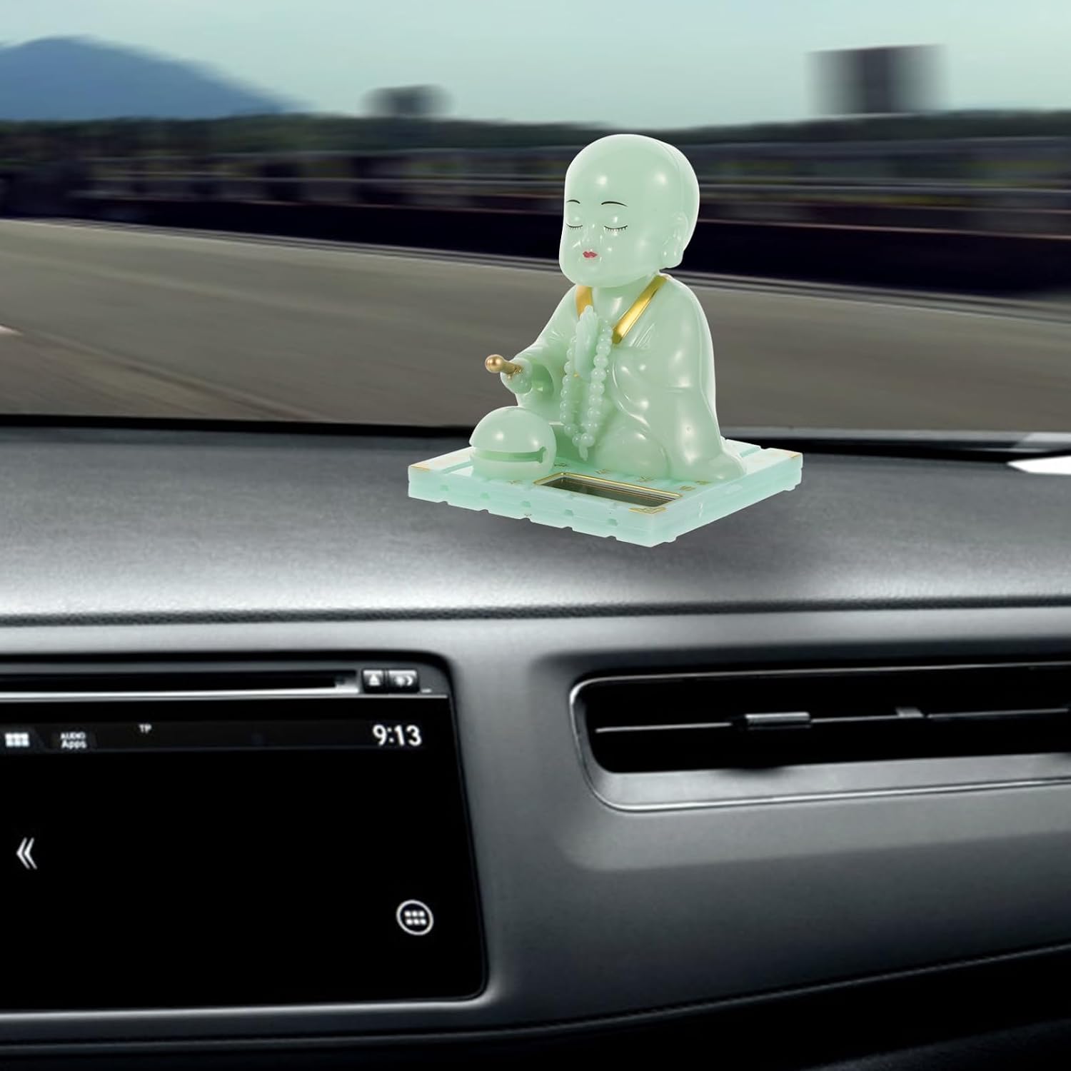 Alipis Solar Powered Buddha Ornament 3.94 Inch Shaking Head Tathagata Figurine Car Dashboard Decor and Indoor Desktop Adornments image 3