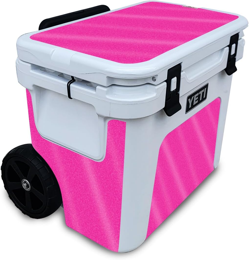 Glossy Glitter Skin Compatible with Yeti Roadie 32 Wheeled Cooler - Solid Hot Pink - Premium 3M Vinyl Protective Wrap Decal Cover - Easy to Apply | Crafted in The USA by MightySkins Solid Hot Pink Glossy Glitter Finish