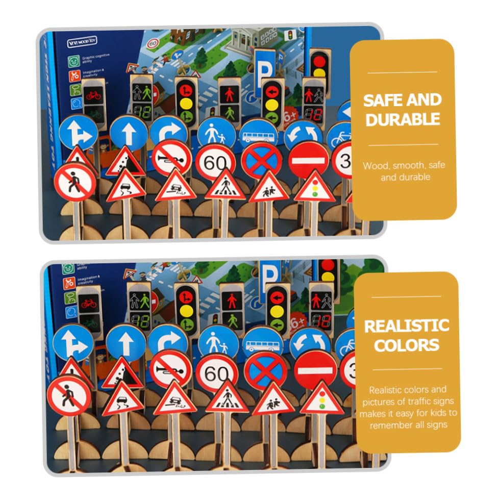 Jeu éducatif de panneaux de signalisation en bois pour cadeau - 3