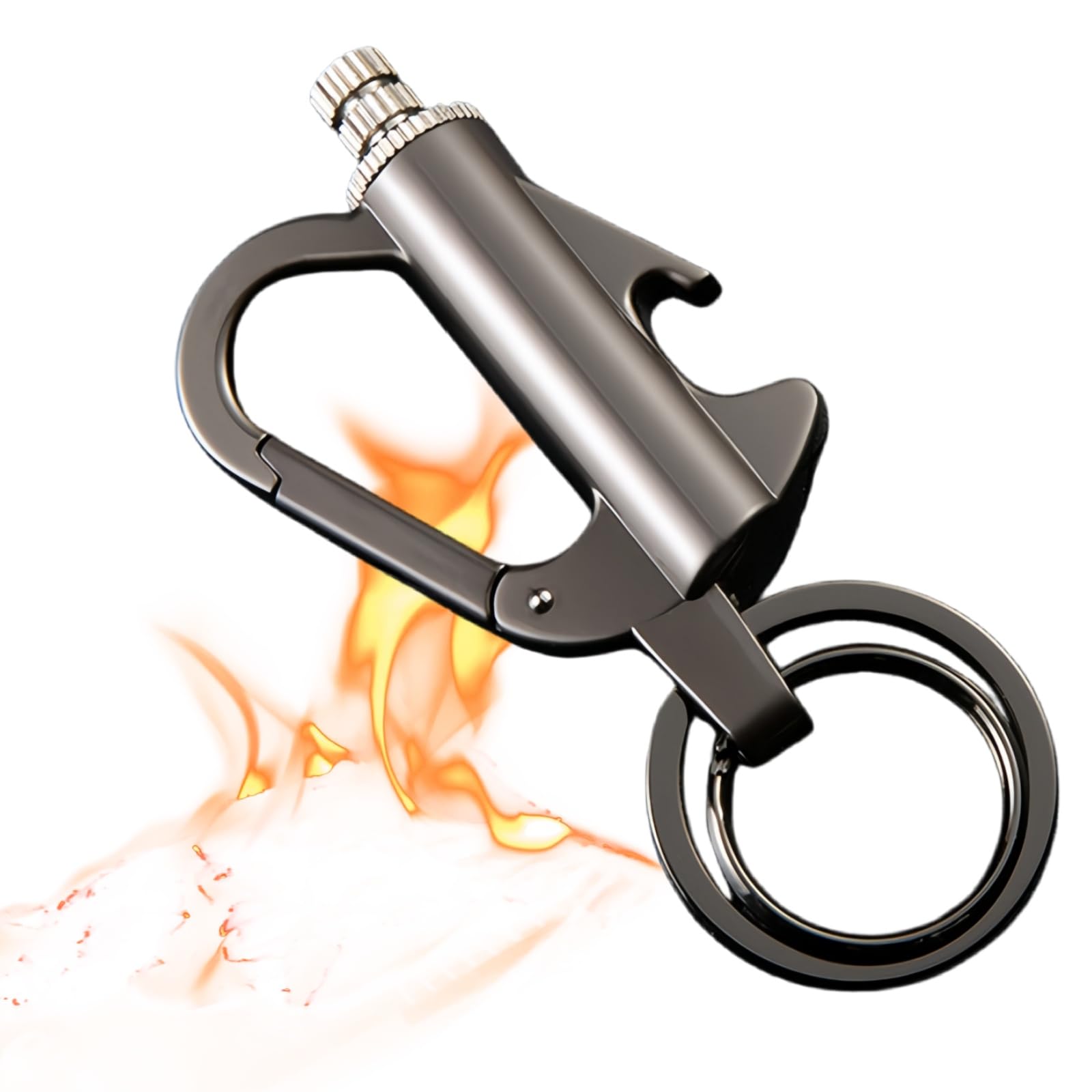 3-in-1 Permanent Match Infinity Ligh/ter with Multitool Keychain Bottle Opener, Ligh/ter Keyring,Metal Match Survival Ligh/ter, Reusable Waterproof Keychain Ligh/ter for Camping,Multifunctional(Black)