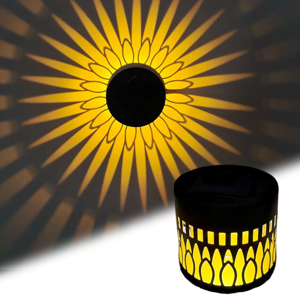 Decorative Solar Mandala Lights, 2026 New Man-dala Theme Waterproof Fence Light, IP65 Waterproof Solar Fence Lights, Outdoor Deck Step Wall Lights for Garden Patio Backyard Yard Decor (1, Big Flower)