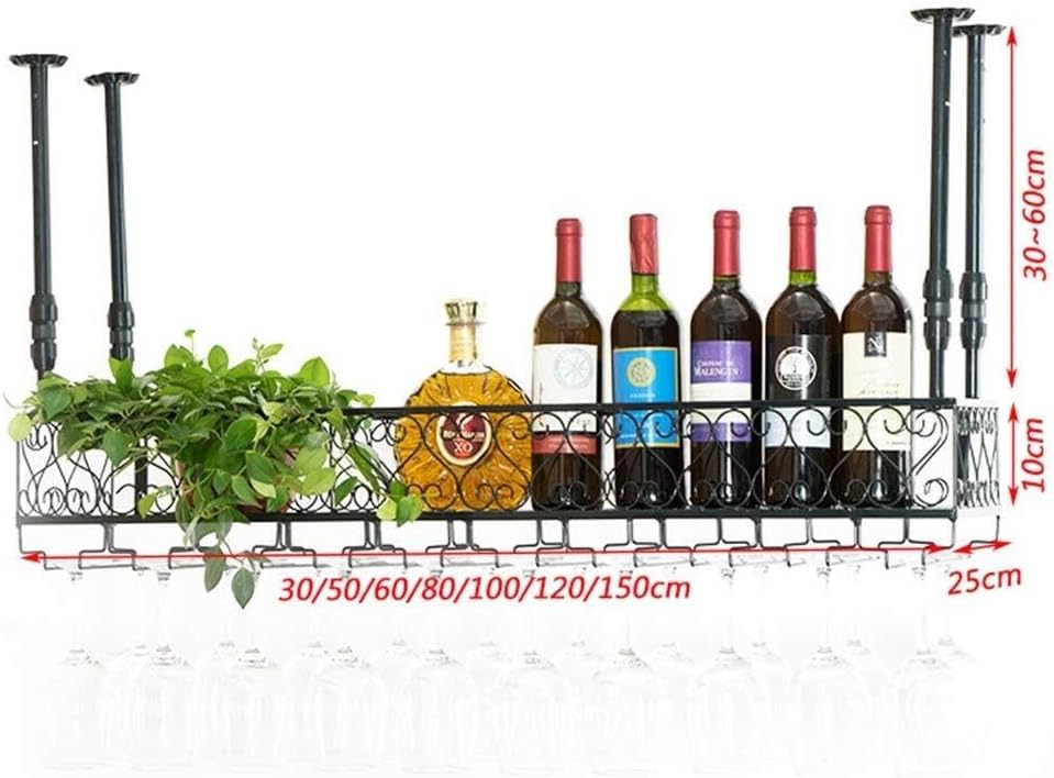 Storage Rack Wine Holder Metal Iron Wine Racks Storage Shelf Wine Champagne Glass Goblets Stemware Rack Wine Bottle Holder for Family and Bar (Size : 100×30cm) Shelves