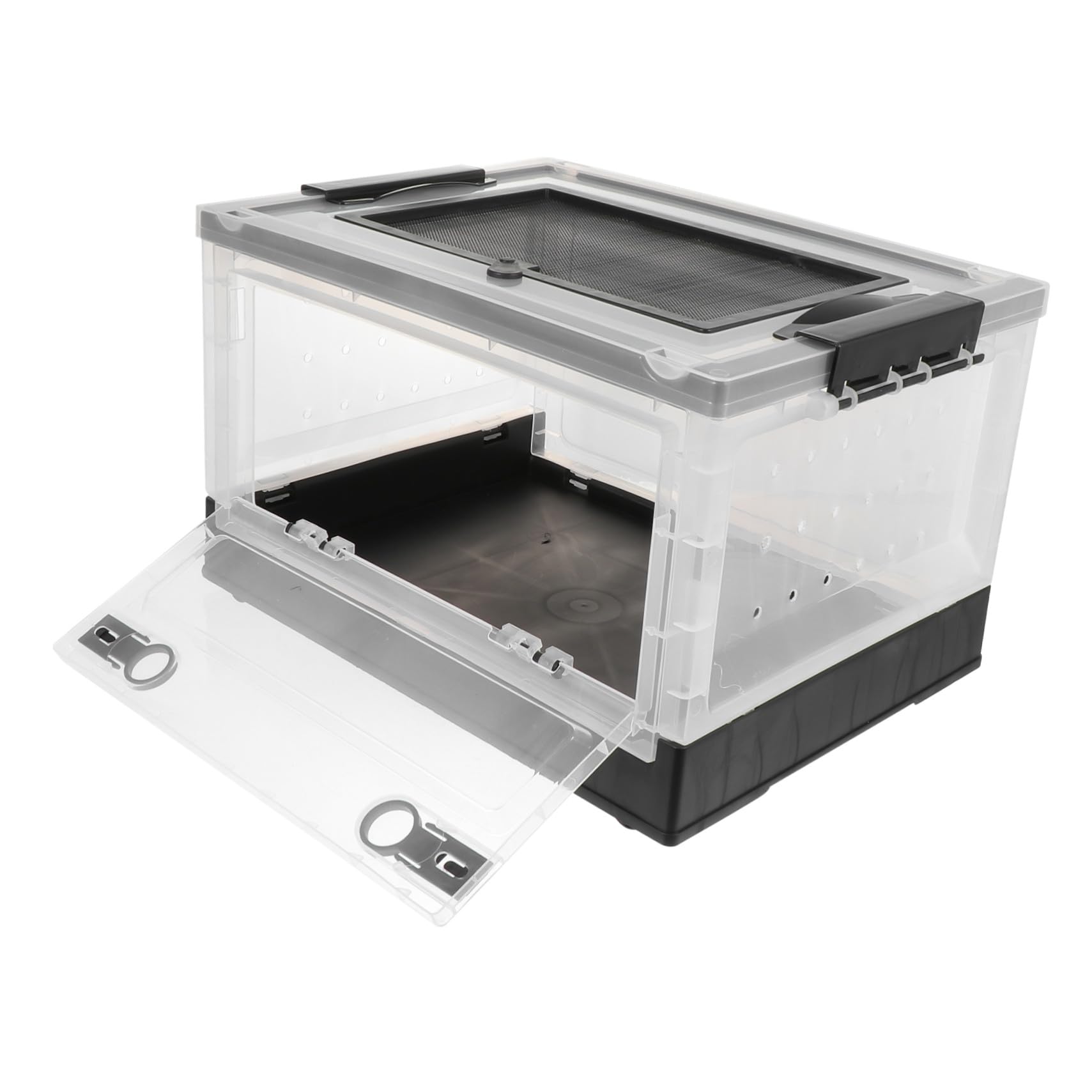 Cage pour petits animaux pliable en plastique noir avec ouvertures multiples