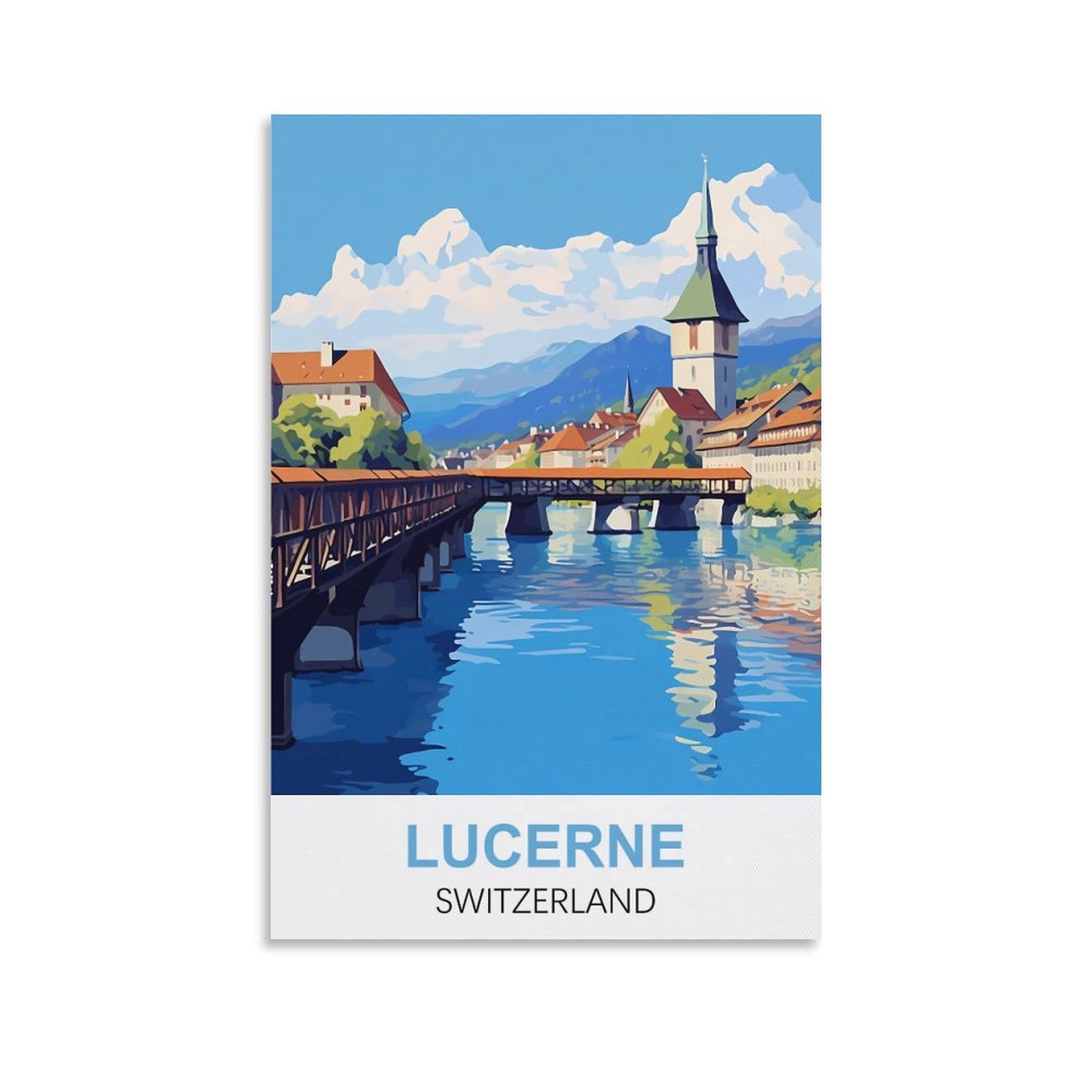 CTZIKWW Lucerne Switzerland Vintage Travel Poster 20x30inch(50x75cm) Canvas Art Prints Picture Wall Art Painting