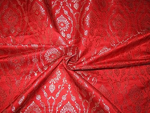 Tissu brocart de soie rouge BRO877 coupon largeur 111,8 cm ameublement