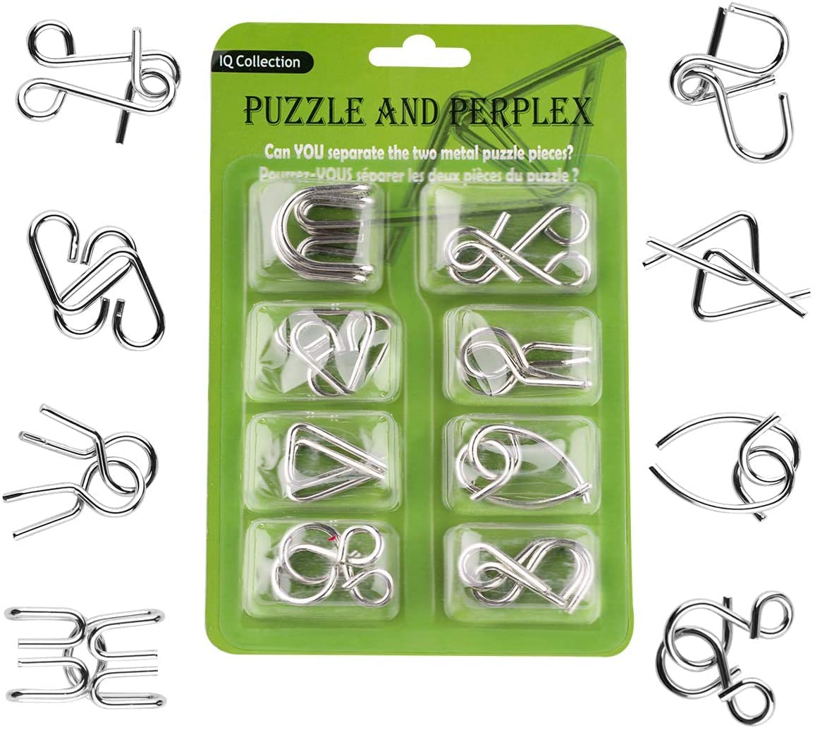 24 Pezzi Metallo Rompicapo Set, Giocattoli Educativi IQ Test, Puzzle Giocattolo Educativo Intelligenza per Adulti (Puzzle)