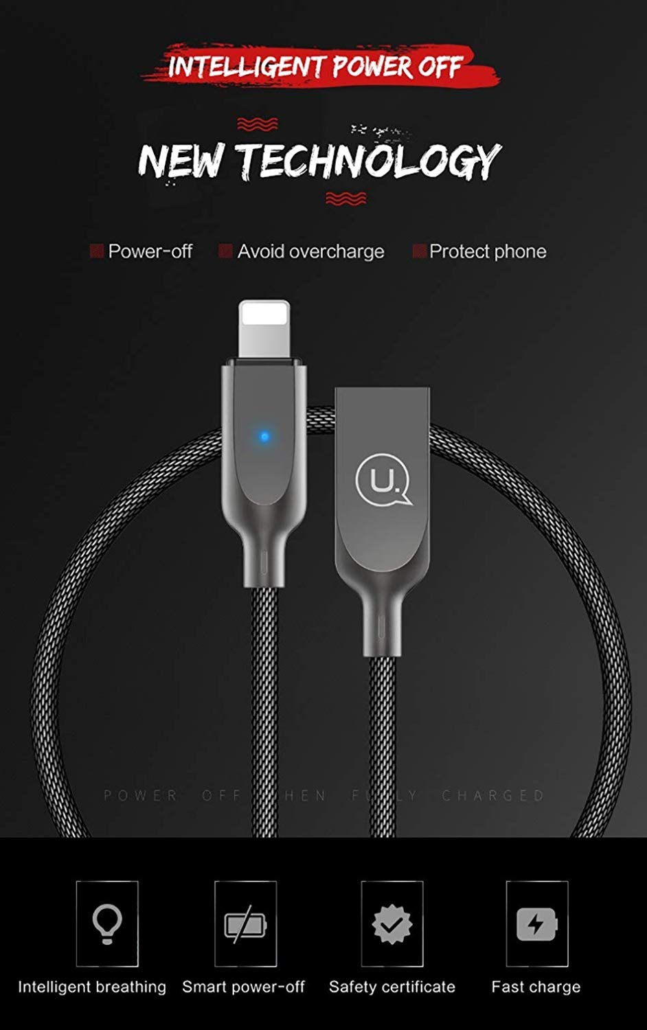 CABLESETC Nylon Braided LED Smart Auto Disconnect Data Sync Charging USB Cable Cord Charger for iPhone Xs XS Max X XR 6 7 8 Plus SE Pencil iPad Pro Mini iOS (Black 1.2 Meters) (B07JZH1MZ9) Amazon Price History, Amazon Price Tracker