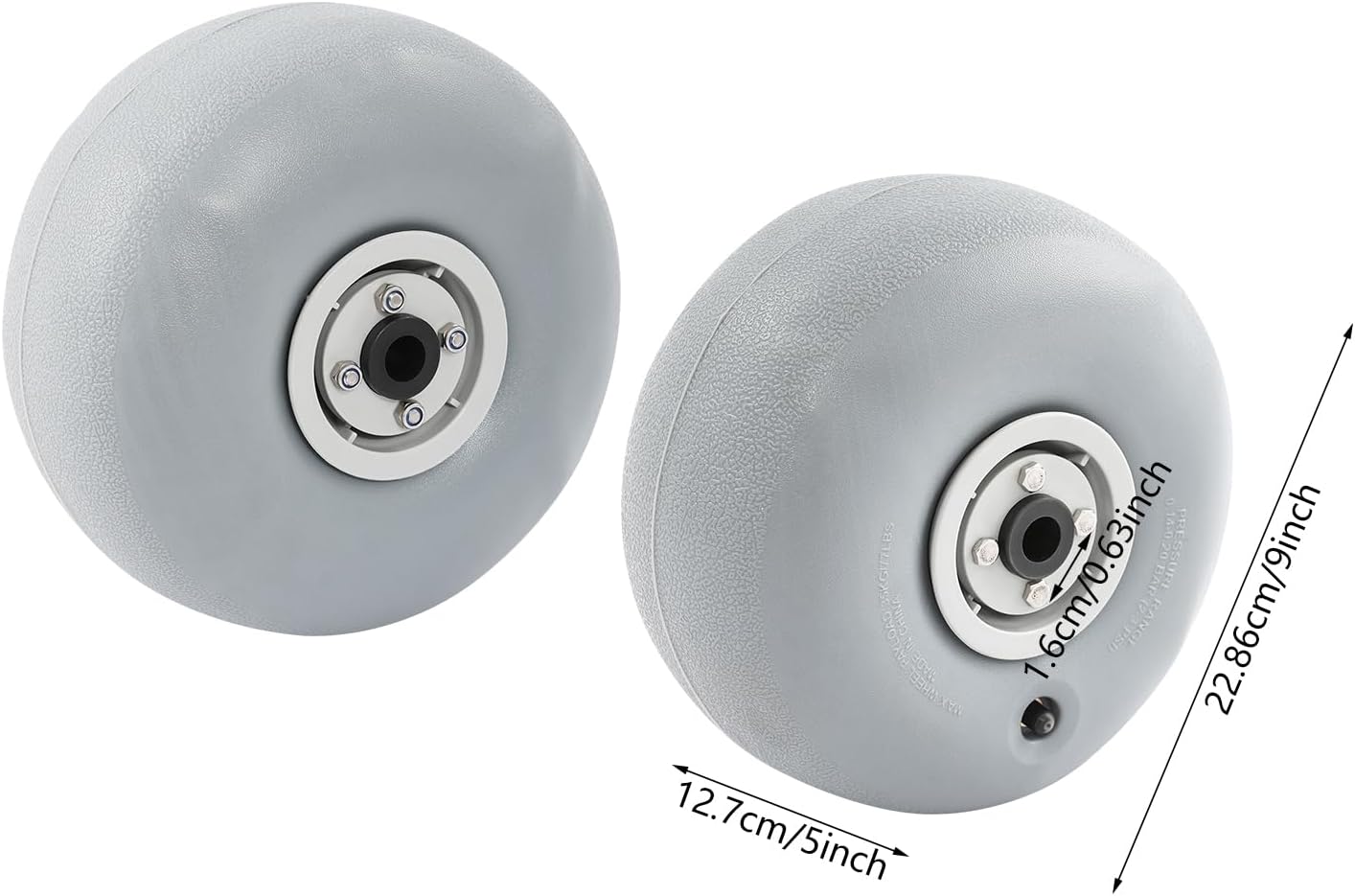 9" Beach Balloon Wheels Replacement Beach Cart Tires with Axle Hole 16mm, Beach Sand Tires for Kayak Canoe Cart and Boat, 2 Pack (9inch-Axle Hole 16mm)