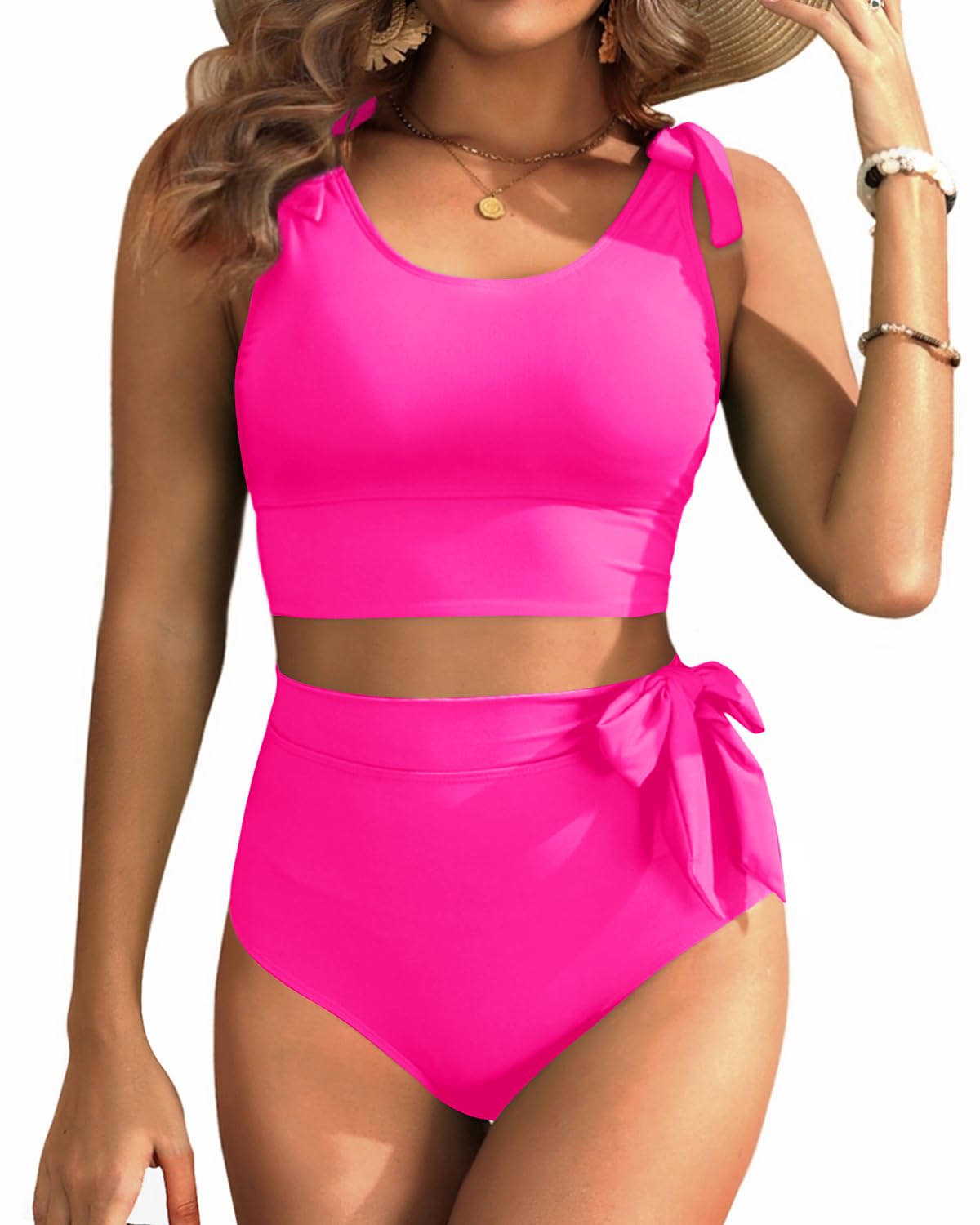Two Piece High Waisted Swimsuits - Women Tummy Control Bikini Modest Bathing Suit 2PC 2025