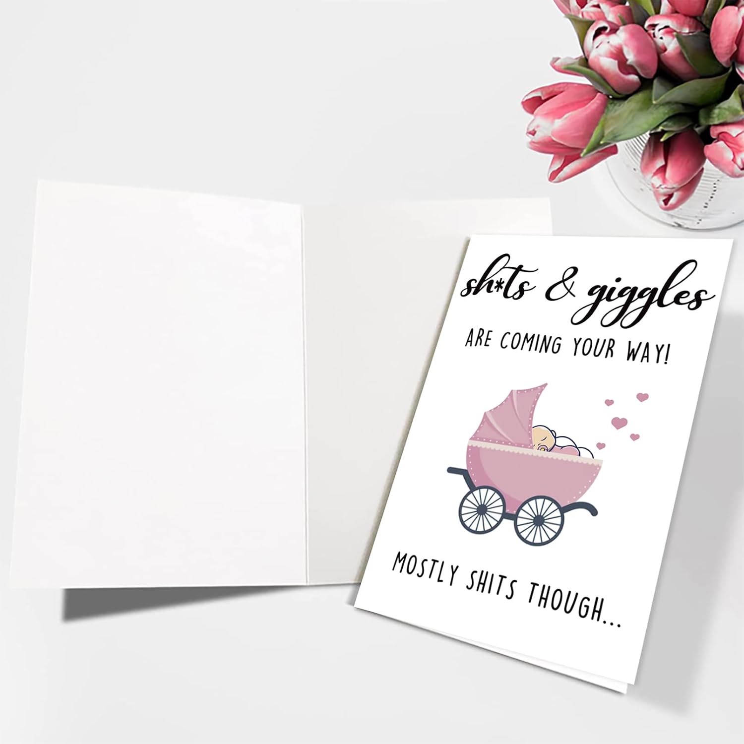 Ziwenhu Cute New Baby Card for Dad Mom, Lovely Baby Shower Card Gifts for New Baby Girl Boy, Funny Baby Born Congratulations Card for Friends
