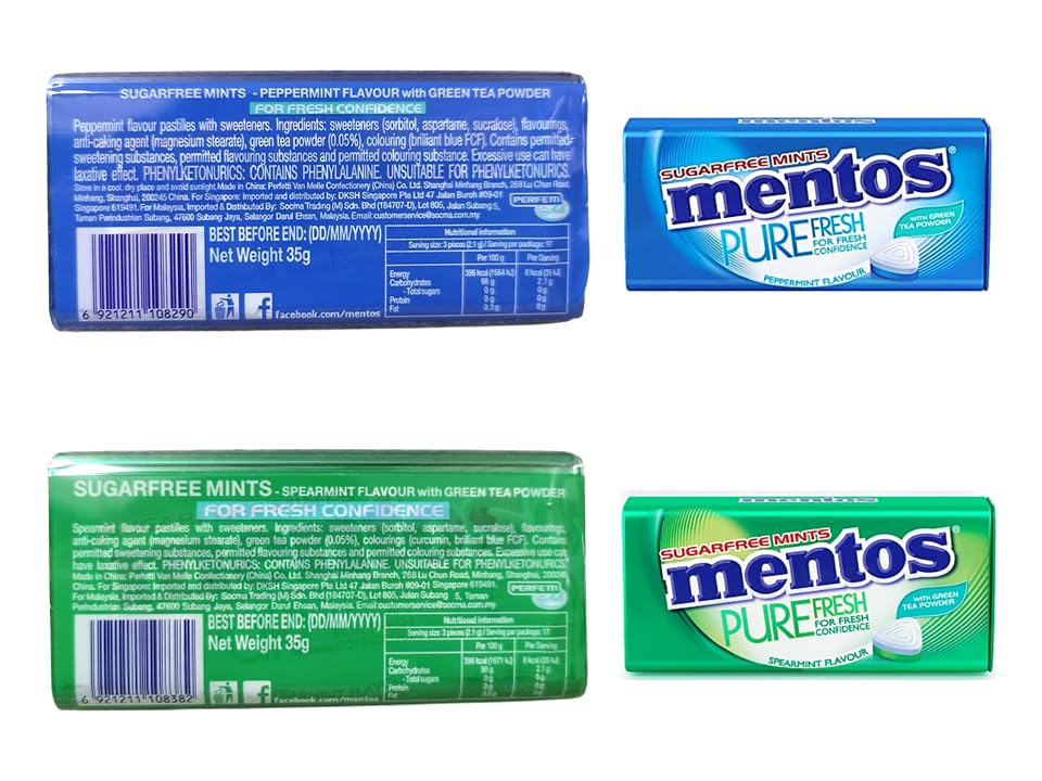 Eclipse sugarfree mints and purefresh sugarfree mints bundle - winterfrost, peppermint and spearmint total 8 tins suitable as gift pack