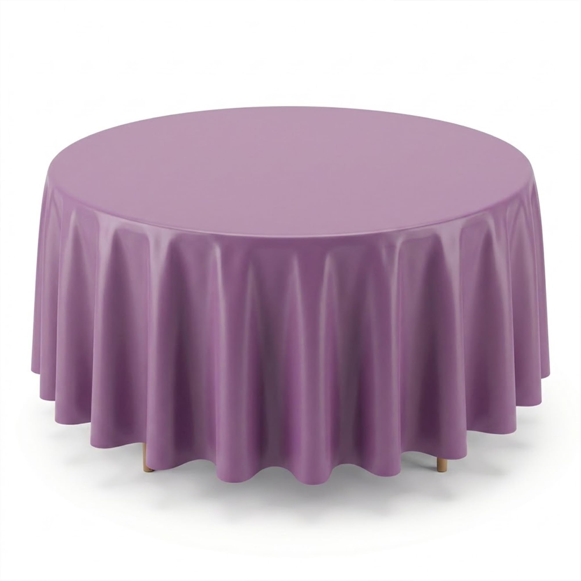 Venuscello 3 x Lilac Round Plastic Tablecloths Covers Reusable 84" (213cm) for Elegant & Durable Birthday & Events Table Decorations Home Use
