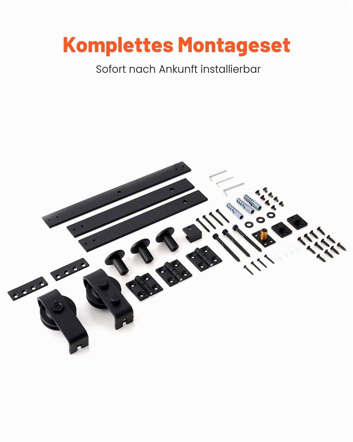 VEVOR Schiebetürsystem für faltbare Schiebetür, Schiebetürbeschlag 1016 mm Laufschiene, geeignet für zwei 45,7 cm große Schrank-, Speisekammer- & Wäschetüren (nicht im Lieferumfang enthalten)