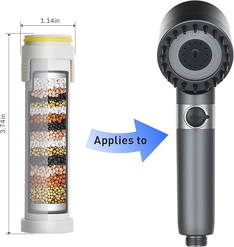 Miniatura 2 de Filtro de cabezal de ducha Ion Drops, paquete de 12, cartucho de filtro de ducha avanzado de 18 etapas, enriquecimiento mineral, eliminación de