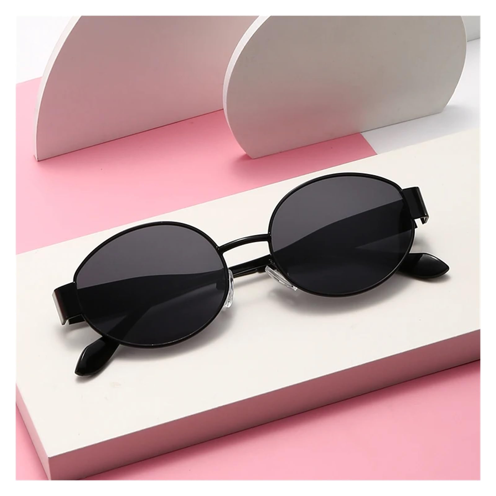 Oval Sunglasses Women's Metal Network Red Street Photo Retro Same Style