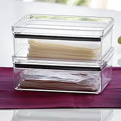 2 Porta Frios Geladeira Pote Hermético Gaveta Acrilico 770ml