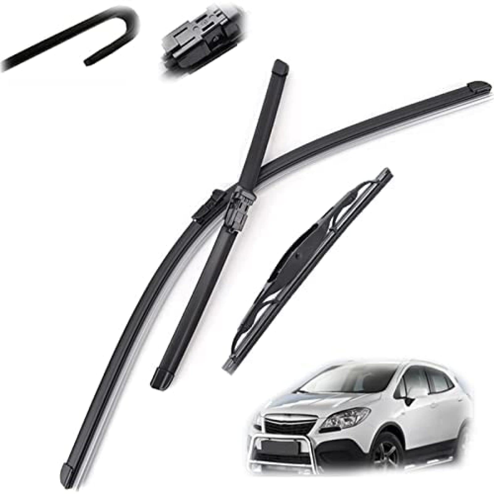 Juego de escobillas limpiaparabrisas Delanteras y traseras de 26 "+ 14" + 10 "para Parabrisas de Coche Ventana cepillos de Lluvia para Opel para Mokka 2012-2017