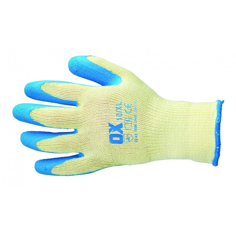 Ox Tools Blue Ox Pro Latex Grip Gloves Size 10 (Xl)