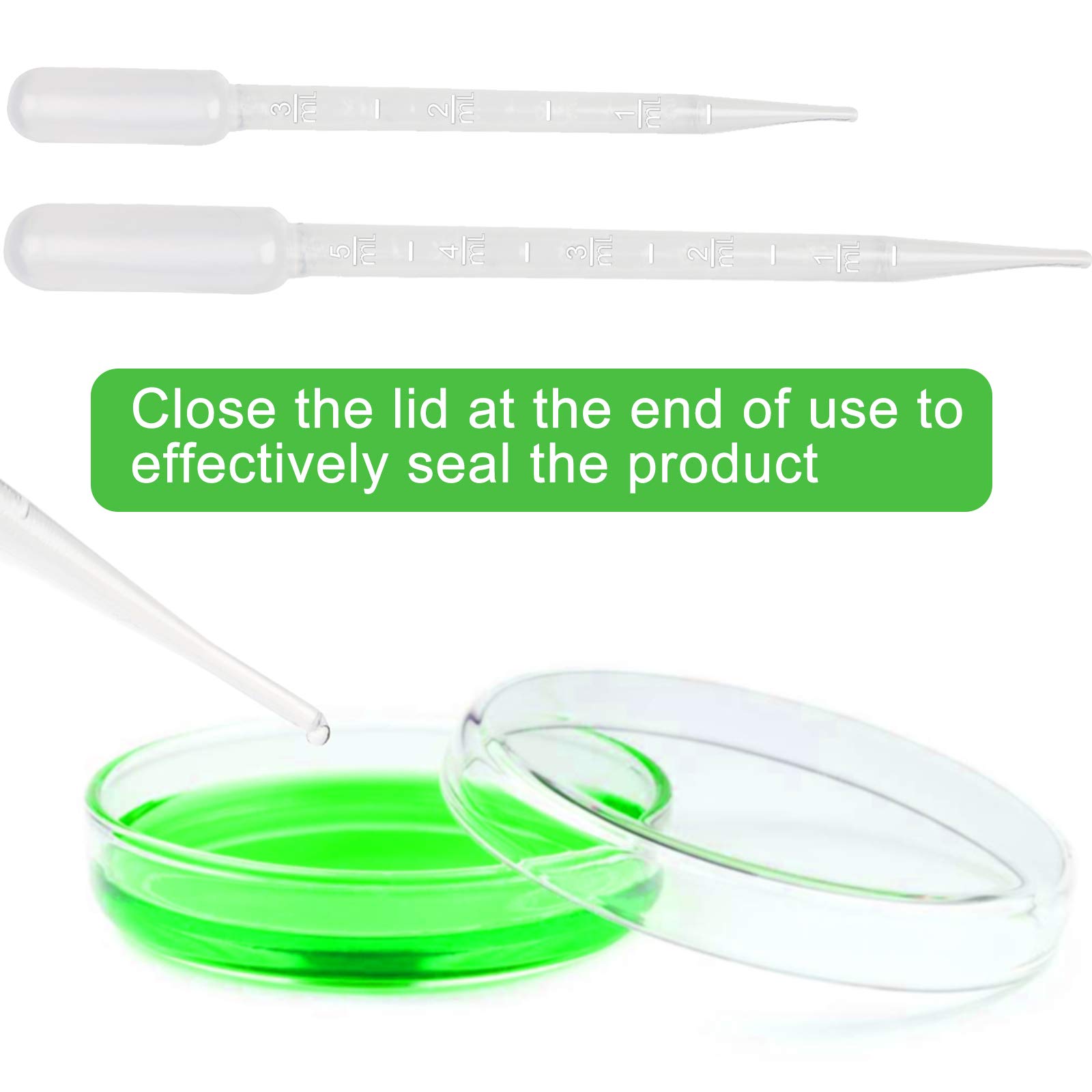 Boîtes de Petri, Boîtes Pétri Plastique, Boîtes de Pétri Transparentes, Boite de Petri Steriles avec Couverture, Pour Etudes Biologie Expérimentale en Laboratoire avec 2 Pipettes de Transfert