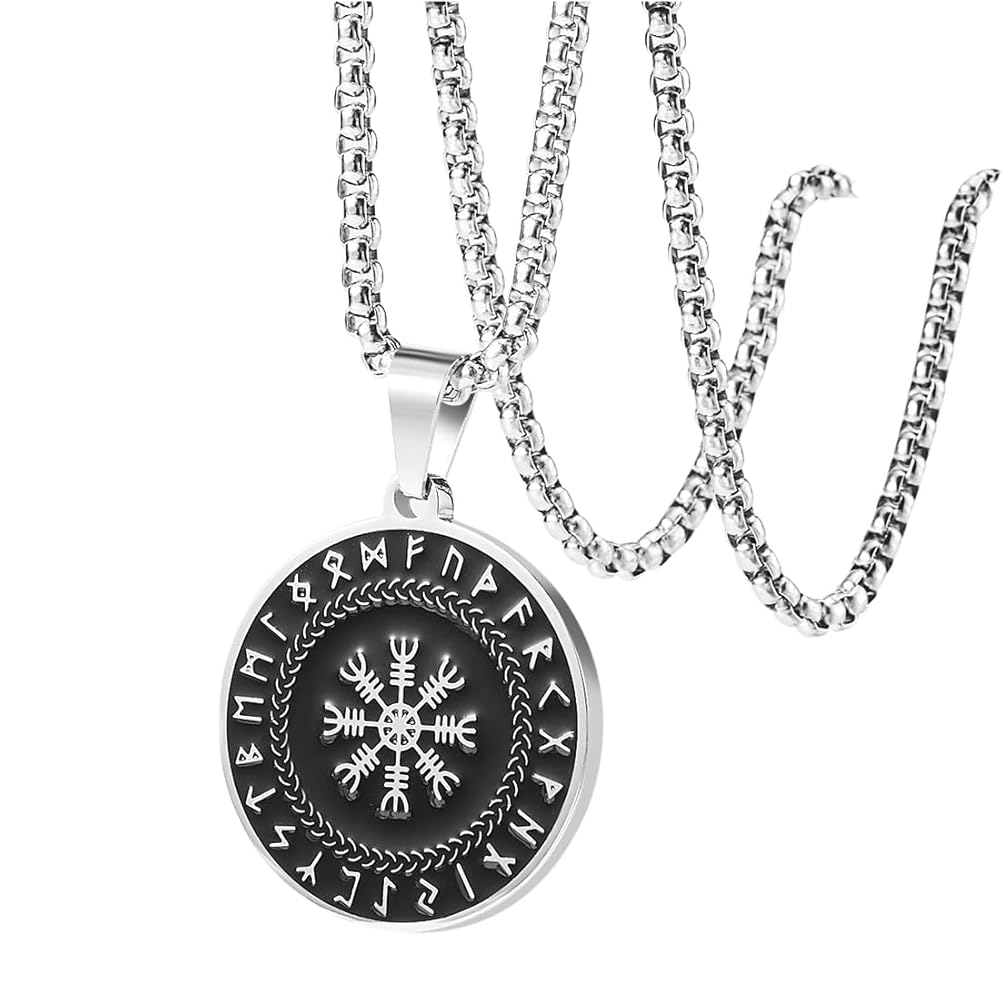 JINGMARUO Nordic Viking Rune Necklace Love Protection