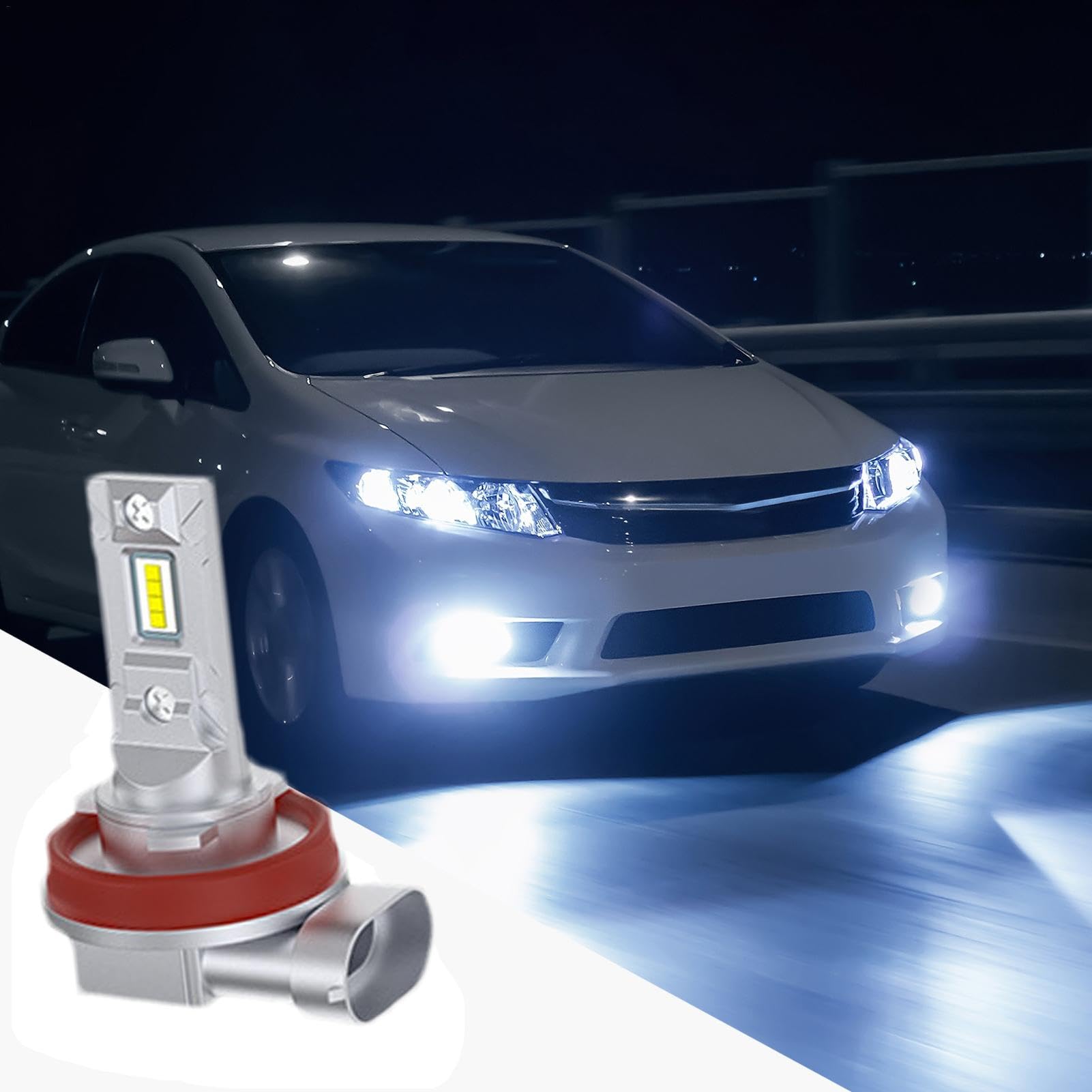 Generico Lampadina fendinebbia H8, faro LED H8 | Luce di marcia diurna 12V 6000K ad alta luminosità - Lampadina per fari 'auto, fendinebbia per un'ampia gamma di visione
