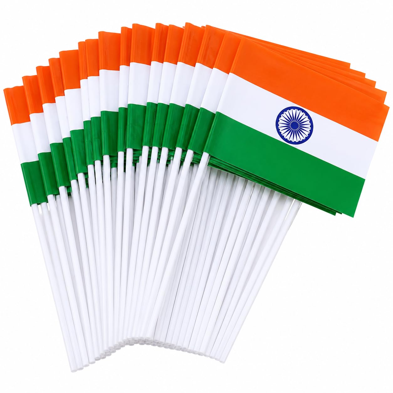 "Indian National Flag for Independence Day & Republic Day – Pack of 50 Mini Handheld Paper Flags with Sticks – Eco-Friendly, 29cm x17cm inch Tricolor Flags for School, Office & Celebrations"-image-21