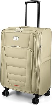 Verdi Softside Expandable 24 Inch Luggage with Spinner Wheels Lightweight Suitcase Khaki, Checked-Large 24-Inch