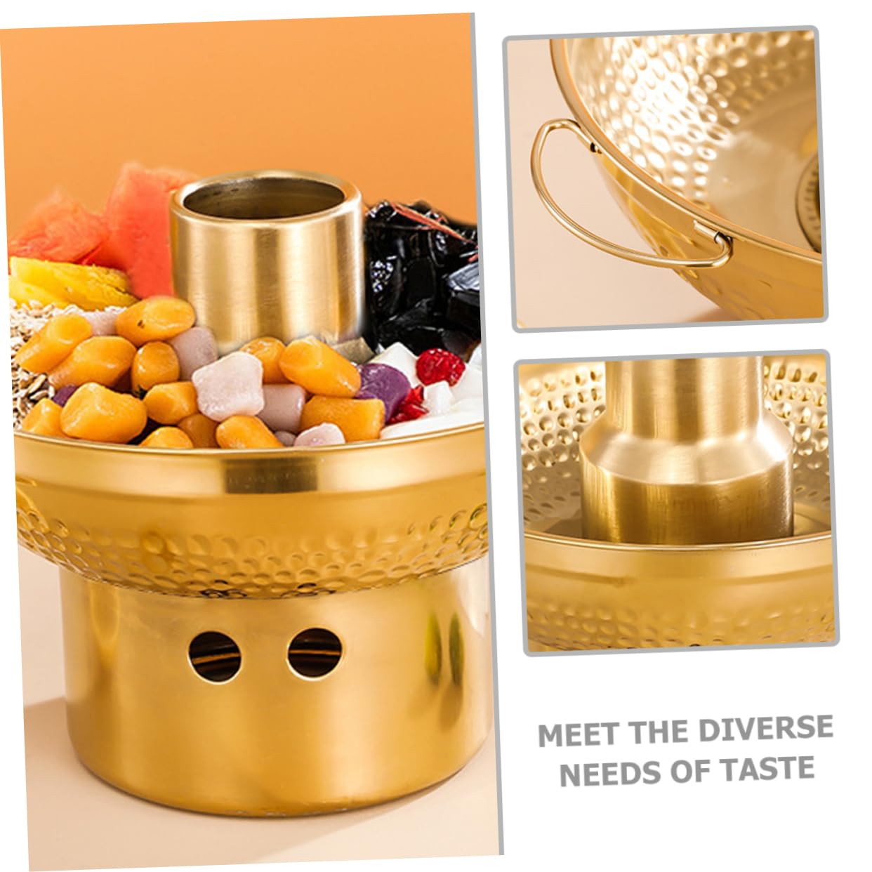 BRIGHTFUFU Stainless Steel Hot Pot Versatile Dessert Fondue Pot for Parties Household Use Stable Design for Cooking Serving