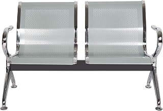 Waiting Room Chair Bench - Airport Reception Bench with Arms Guest Reception Chairs Office Chair Lobby Bench Seating Office Bench Waiting Area Chairs for Airport Market Bank Hospital School, Silver