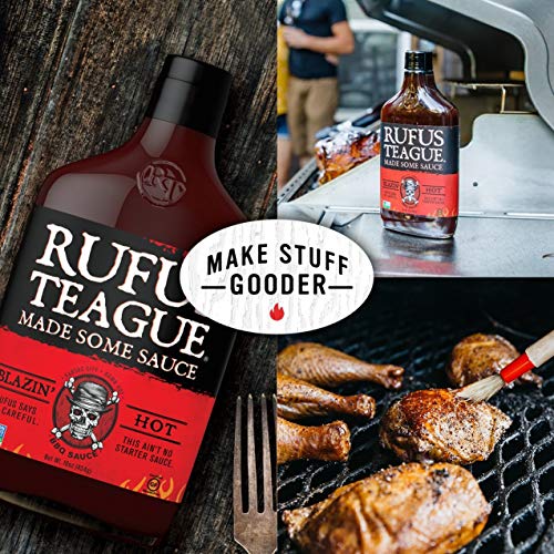 Rufus Teague - Blazin' Hot Bbq Sauce - Premium Barbecue Sauce - 15.25 Oz. Bottles - 4 Pack #TOP5