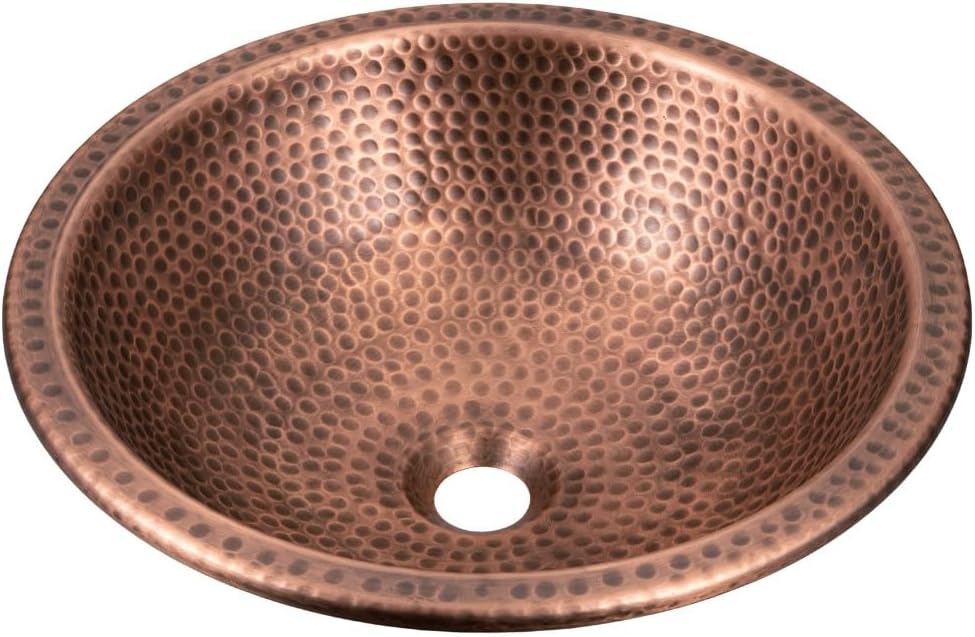 Monarch Abode 17094 Pure Copper Hand Hammered Rotunda Dual Mount Sink (16 inches)
