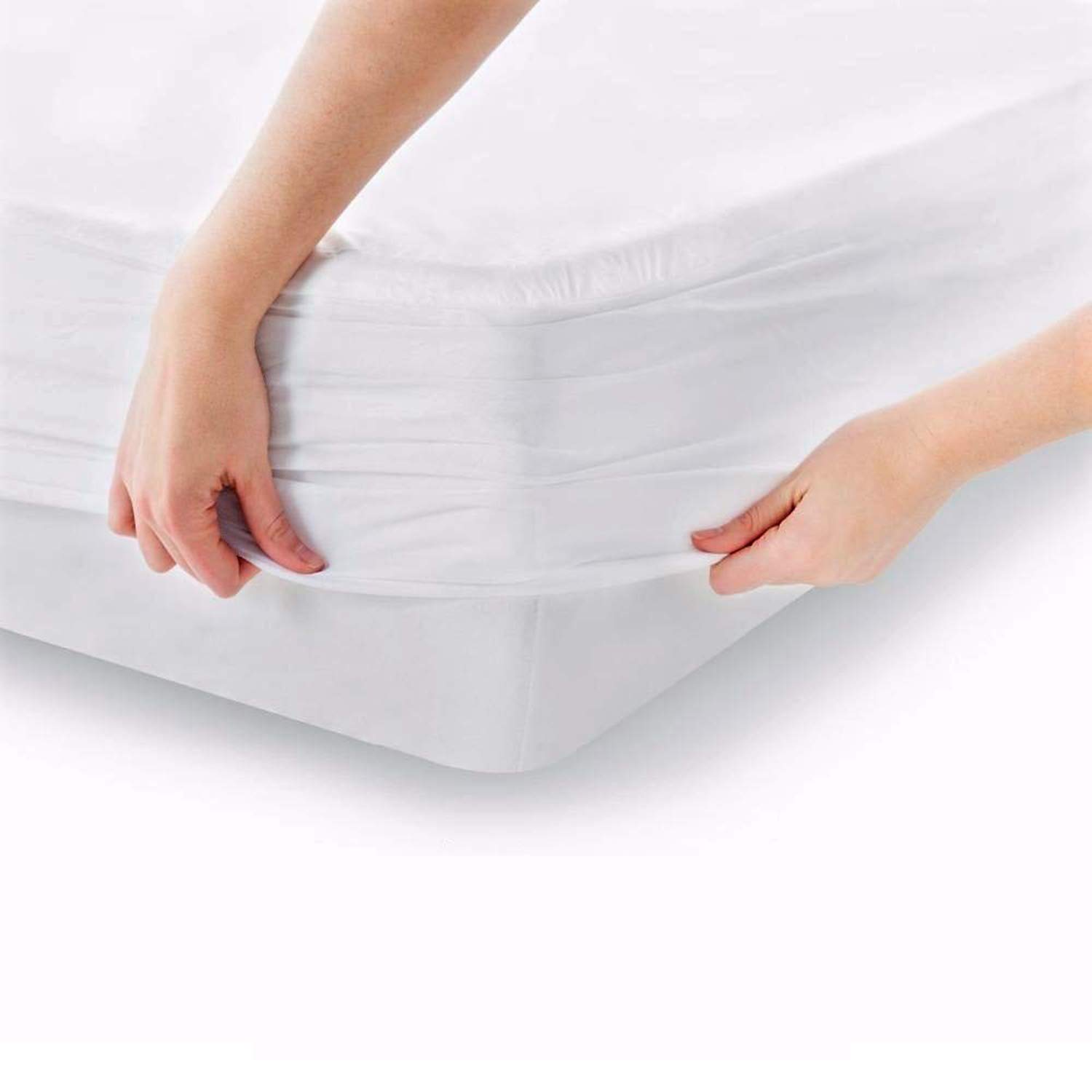 MELUNDA Waterproof Fitted Mattress Protector - King 160 x 200 cm - Cotton Mattress Topper - Hypoallergenic & Dermatologically Tested