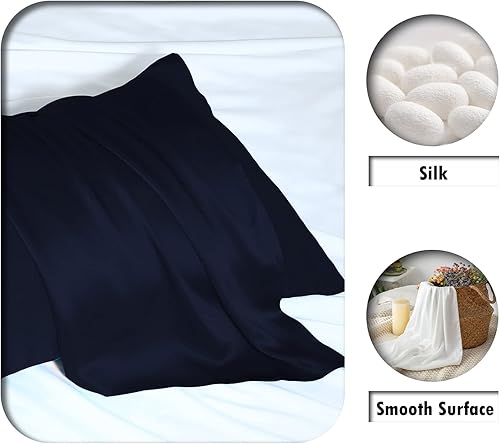 Miniatura 2 de Funda de almohada de seda para cabello y piel, suave, transpirable y resistente 100% seda Queen, juego de 2, fundas de almohada de seda de morera