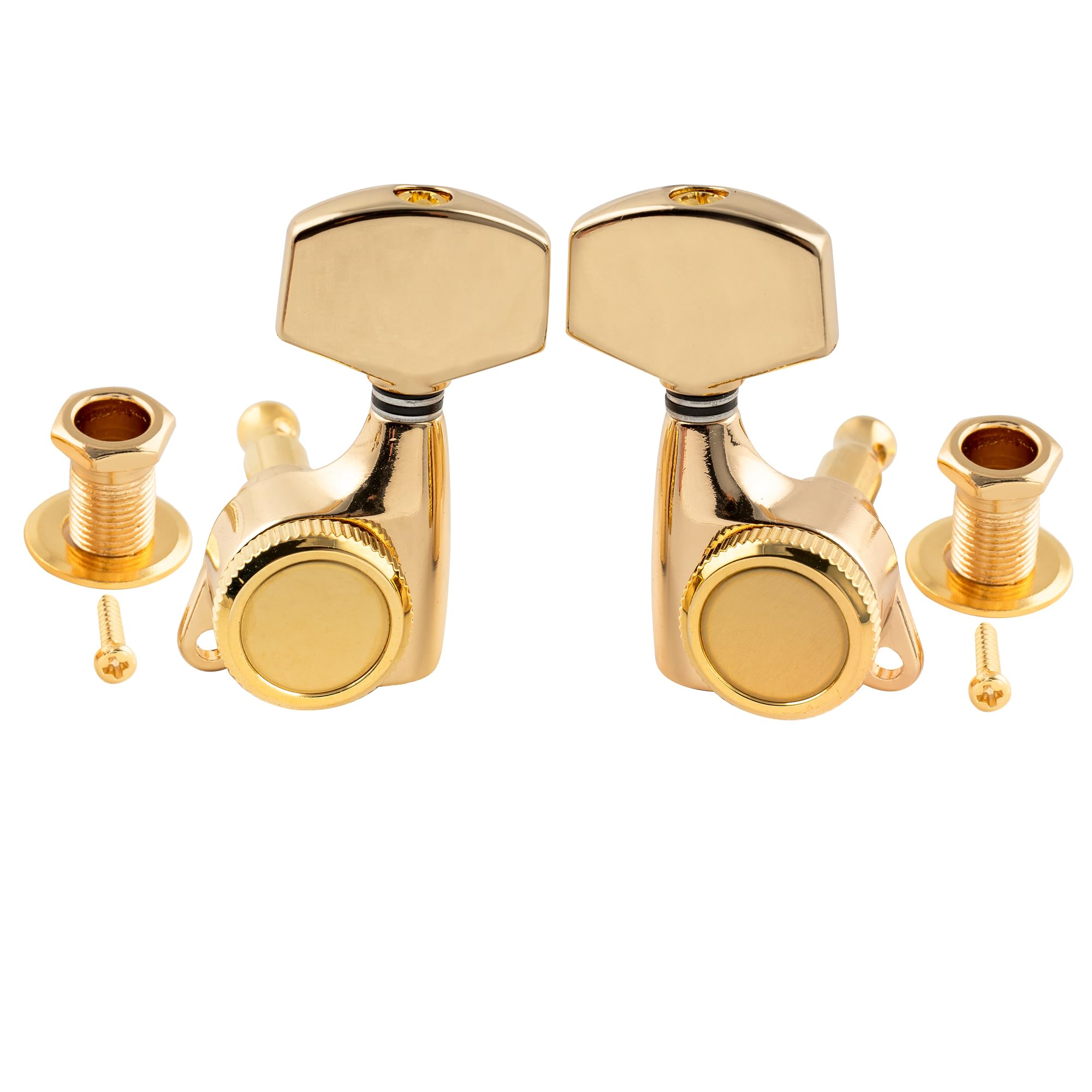 Musiclily Pro 3L3R Tunery Blokujące Gitarowe Klucze Blokowane Locking Tuners Kołki Strojenia do Gitary Elektrycznej Akustycznej LP SG, Złoty Pokrętła Big Hex